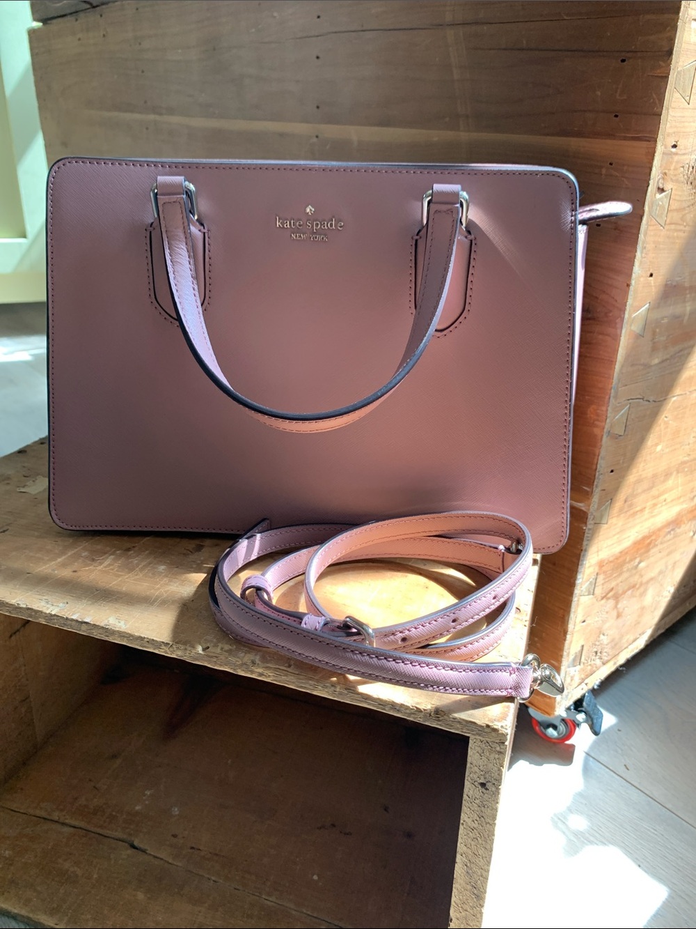 kate spade Pink Leather Satchel with Detachable Strap